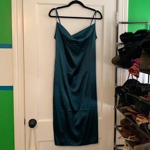 Forest green satin dress
